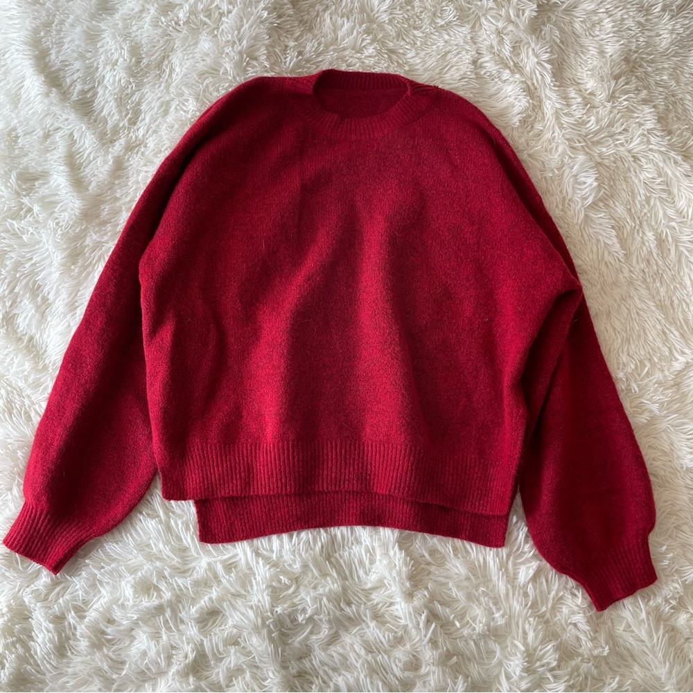 Red oversized knit sweater